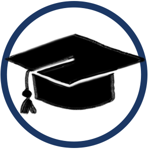 pictogram hoed geslaagd blue